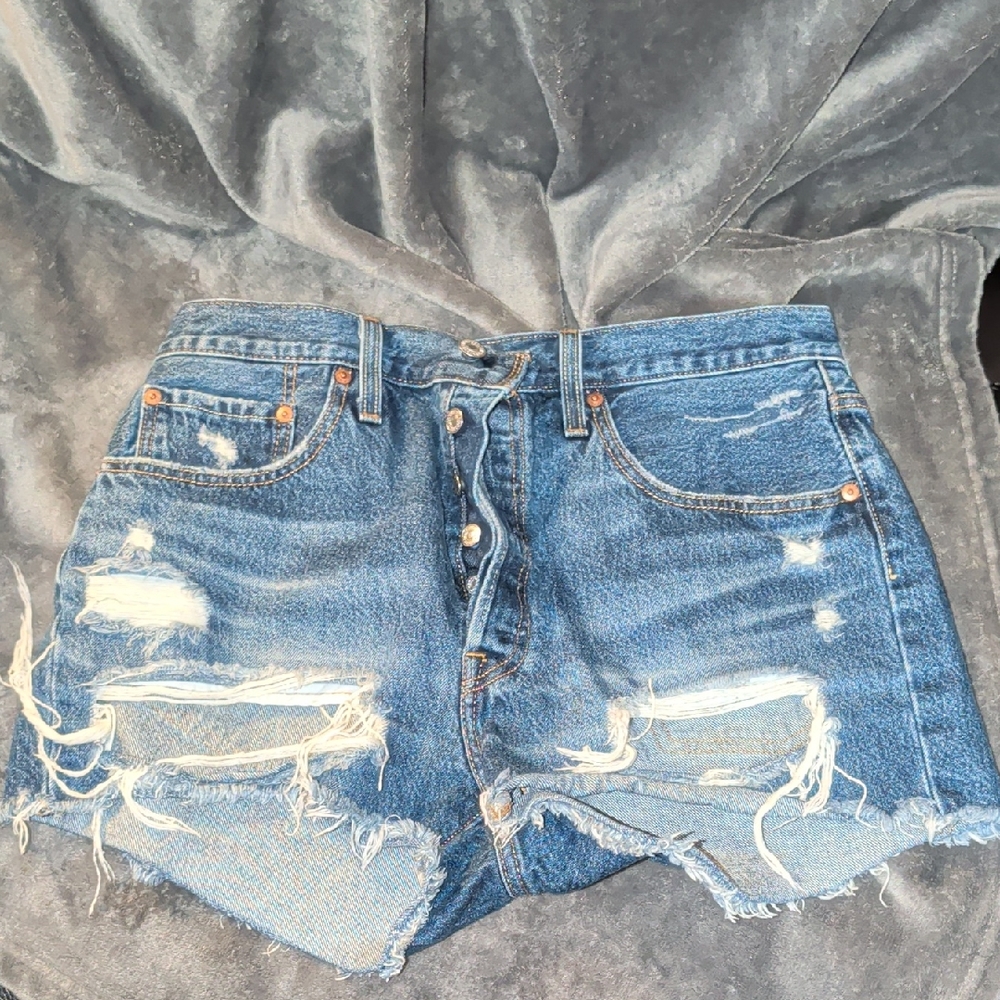 Levi's Ripped Blue Jean Shorts